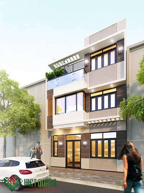 Thiết kế nhà phố 3 tầng đẹp, hiện đại - 26 diện tích 7x8m - Việt Quang
