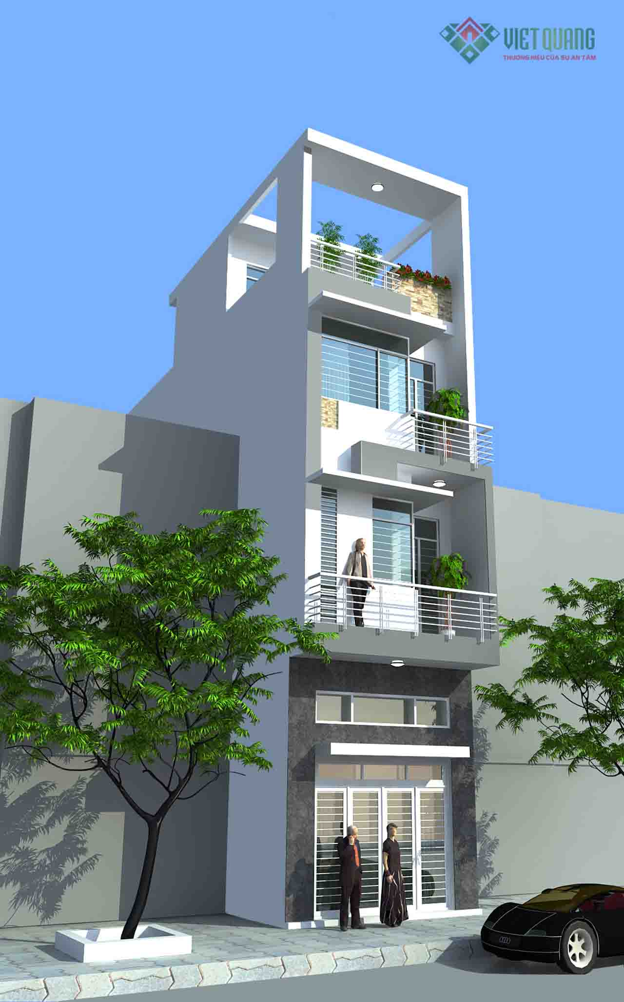 mẫu thiết kế nhà phố 4 tầng hiện đại – 56 diện tích 4x12m