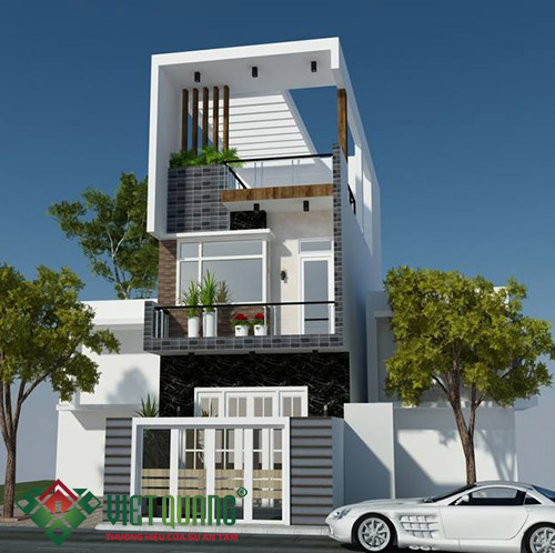 Mẫu thiết kế nhà phố 2 tầng 1 tum hiện đại - Việt Quang Group