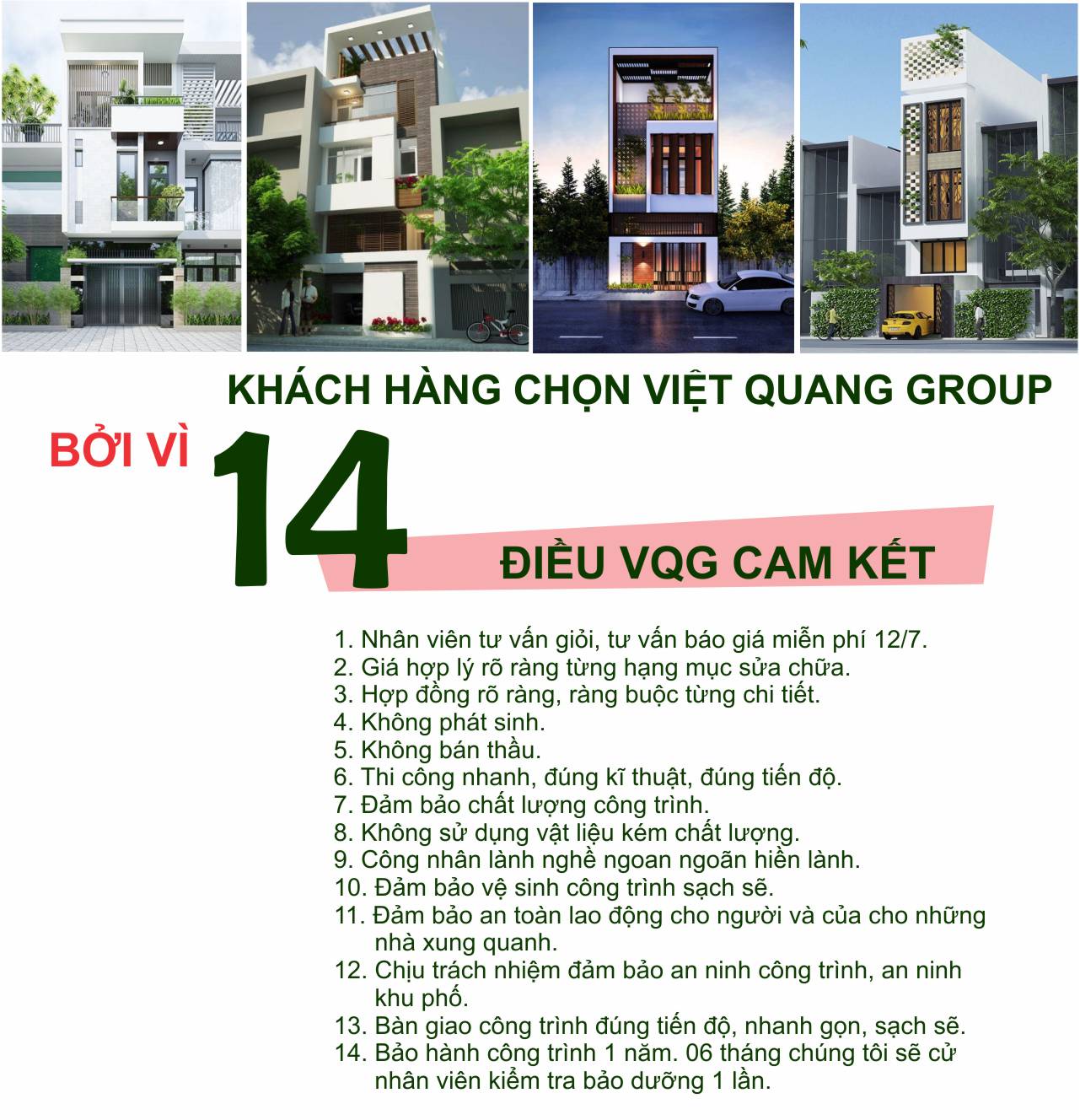 Cam kết của Việt Quang khi sửa nhà tại Tp HCM
