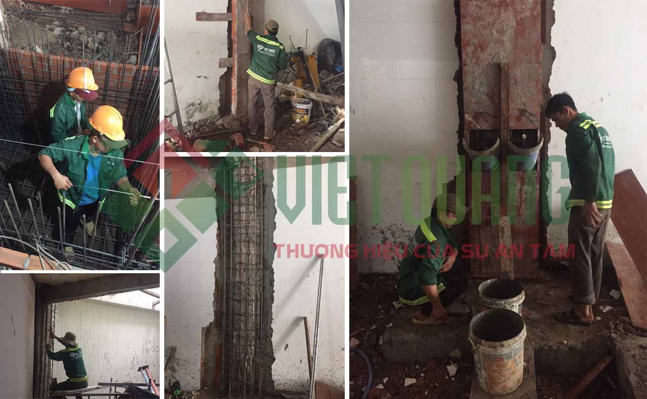 Hình ảnh công nhân Việt Quang Group đang thi công Cải tạo sửa chữa nâng tầng ở một công trình tại TP HCM