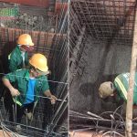 Thi công thép hố móng thang máy công trình sửa nhà nâng tầng tòa nhà phố 6 tầng tại Phú Nhuận