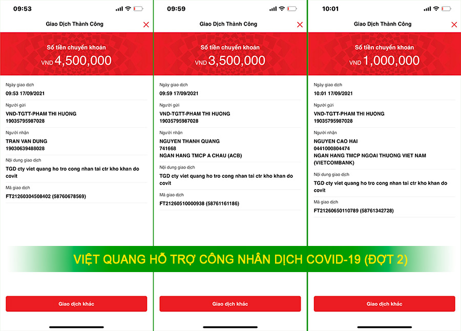 Lệnh chi tiền từ công ty Việt Quang chuyển đến các Giám đốc khối và chuyển tới tay công nhân