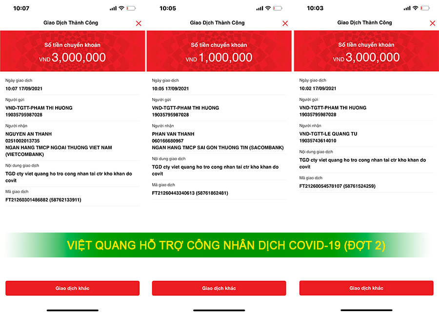 Lệnh chi tiền từ công ty Việt Quang chuyển đến các Giám đốc khối và chuyển tới tay công nhân