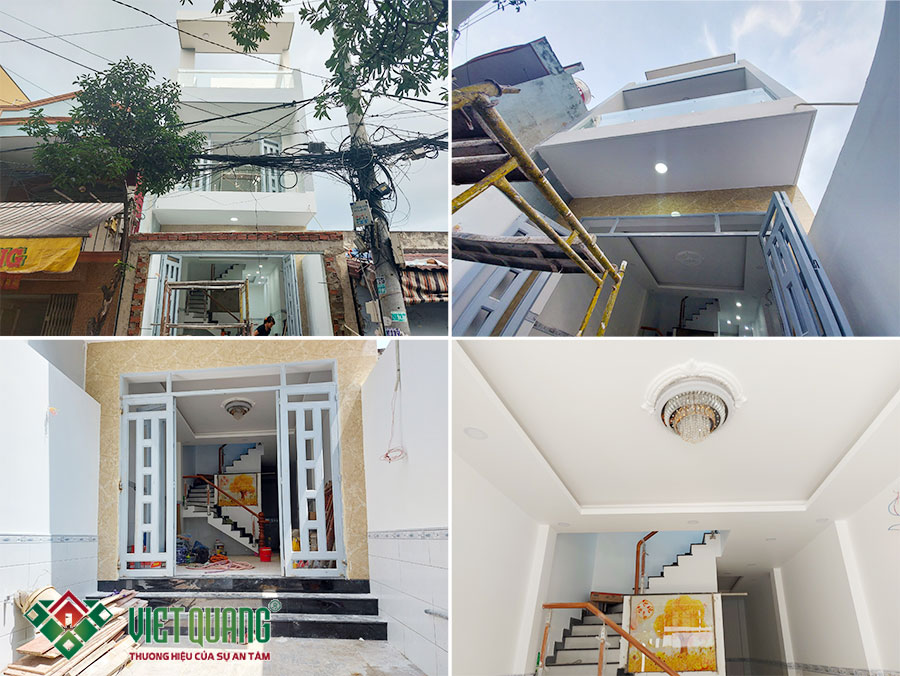 Hình ảnh hoàn thiện mặt tiền công trình nhà phố 3 tầng 4.1x12m tại quận Bình Tân