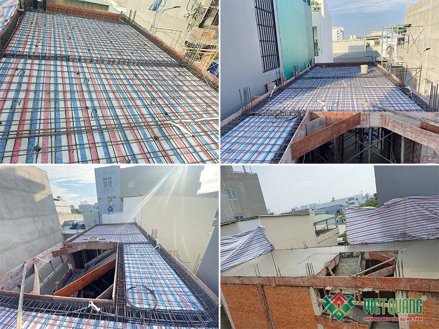 Thi công bô thép sàn và đà lầu 2 công trình nhà phố 3 tầng 4x15m tại quận Bình Tân