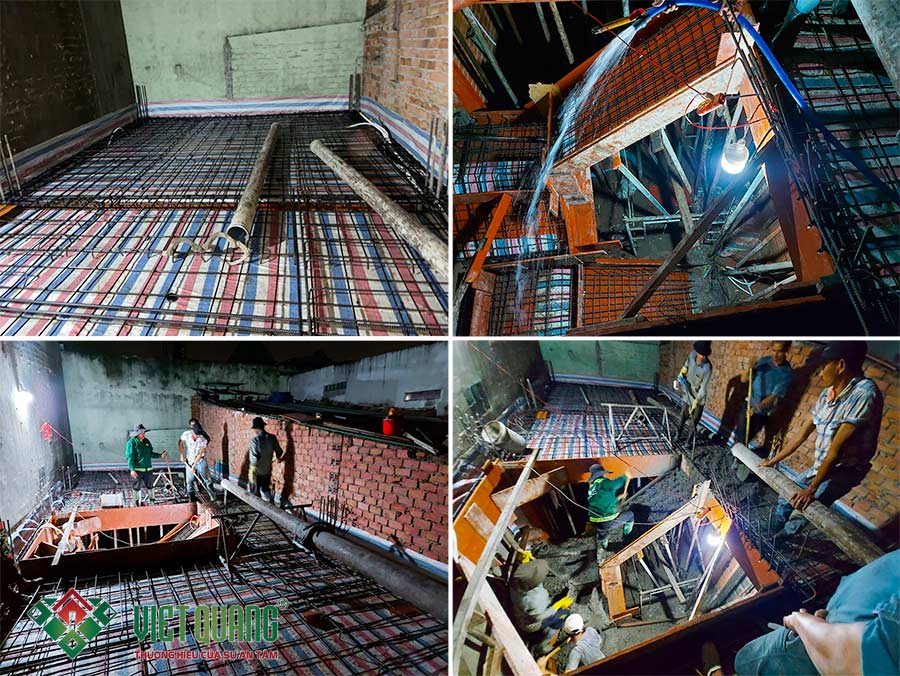 Đổ bê tông sàn lầu 2 công trình nhà chị Hiền tại quận Bình Tân