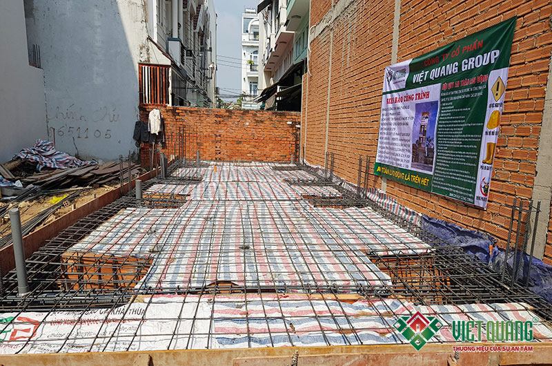 Thép móng + thép sàn nền trệt công trình nhà phố 4 tầng 4x12m tại huyện Nhà Bè