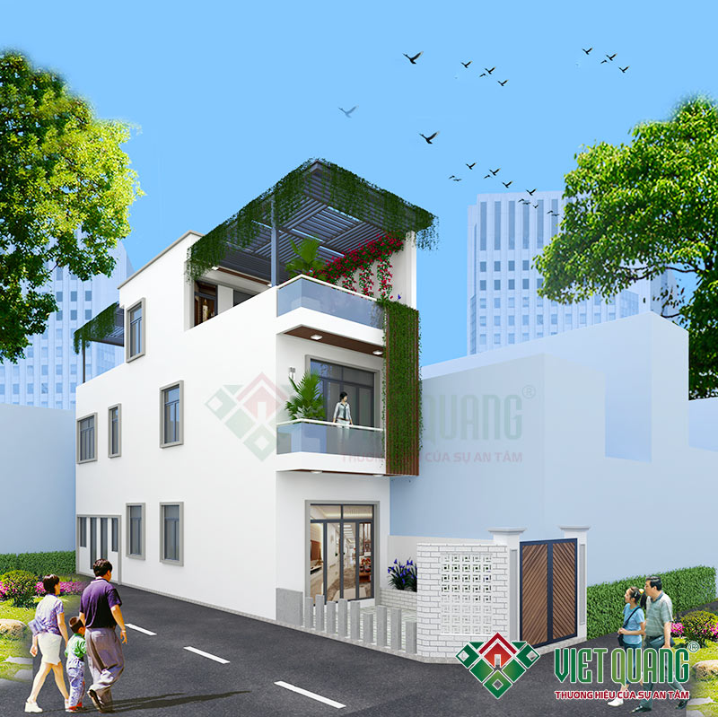 Mẫu thiết kế nhà phố 3 tầng hiện đại - 48 hai mặt tiền diện tích 4x16m của gia đình anh Dũng tại quận Gò Vấp