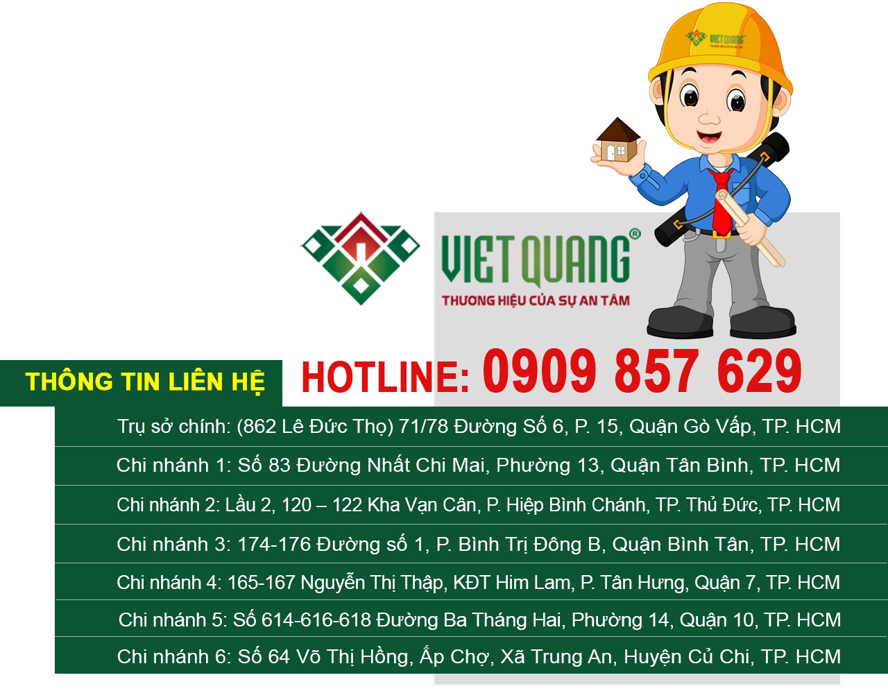 Thông tin liên hệ với công ty xây dựng nhà uy tín tại quận Bình Tân