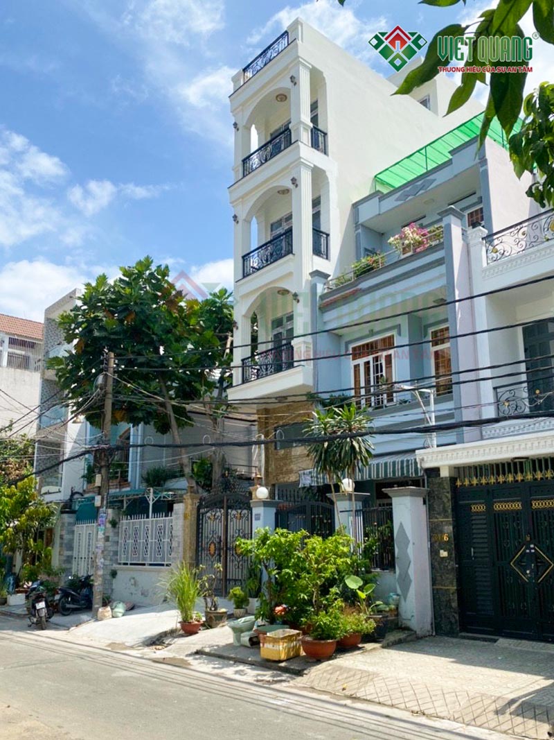 Xây dựng nhà phố 4 tầng 1 lửng mái che cầu thang 4x20m chị Ngọc Anh tại quận Tân Phú