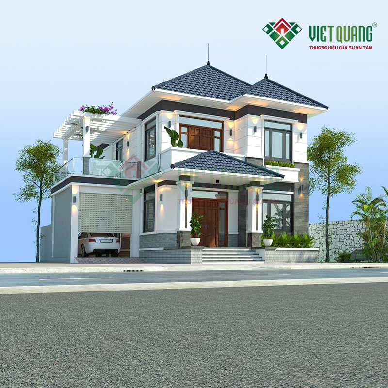 Mẫu thiết kế nhà biệt thự hiện đại 2 tầng – 09 diện tích 10x15m tại Bình Chánh