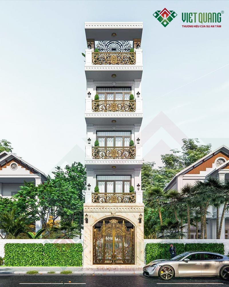 Việt Quang giới thiệu đến quý khách mẫu thiết kế nhà phố tân cổ điển 5 tầng đẹp – 11 diện tích 4x15m tại Thủ Đức của gia đình anh Xuân.