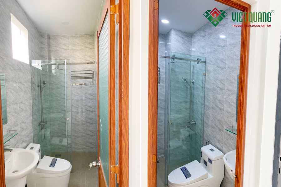 Nội thất nhà vệ sinh nhà phố 4 tầng 120m2 sau khi hoàn thiện tại Hóc Môn