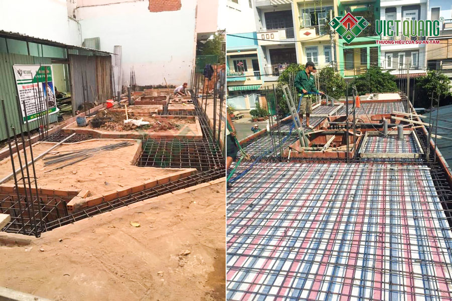 Thép móng và thép sàn công trình nhà phố 1 trệt 1 lửng 3 lầu sân thượng 5x20m ở quận Bình Tân