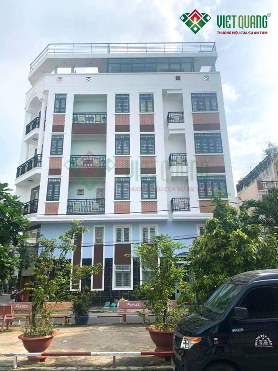 Xây nhà trọn gói 6 tầng hai mặt tiền 5x20m của anh Long ở Bình Tân 