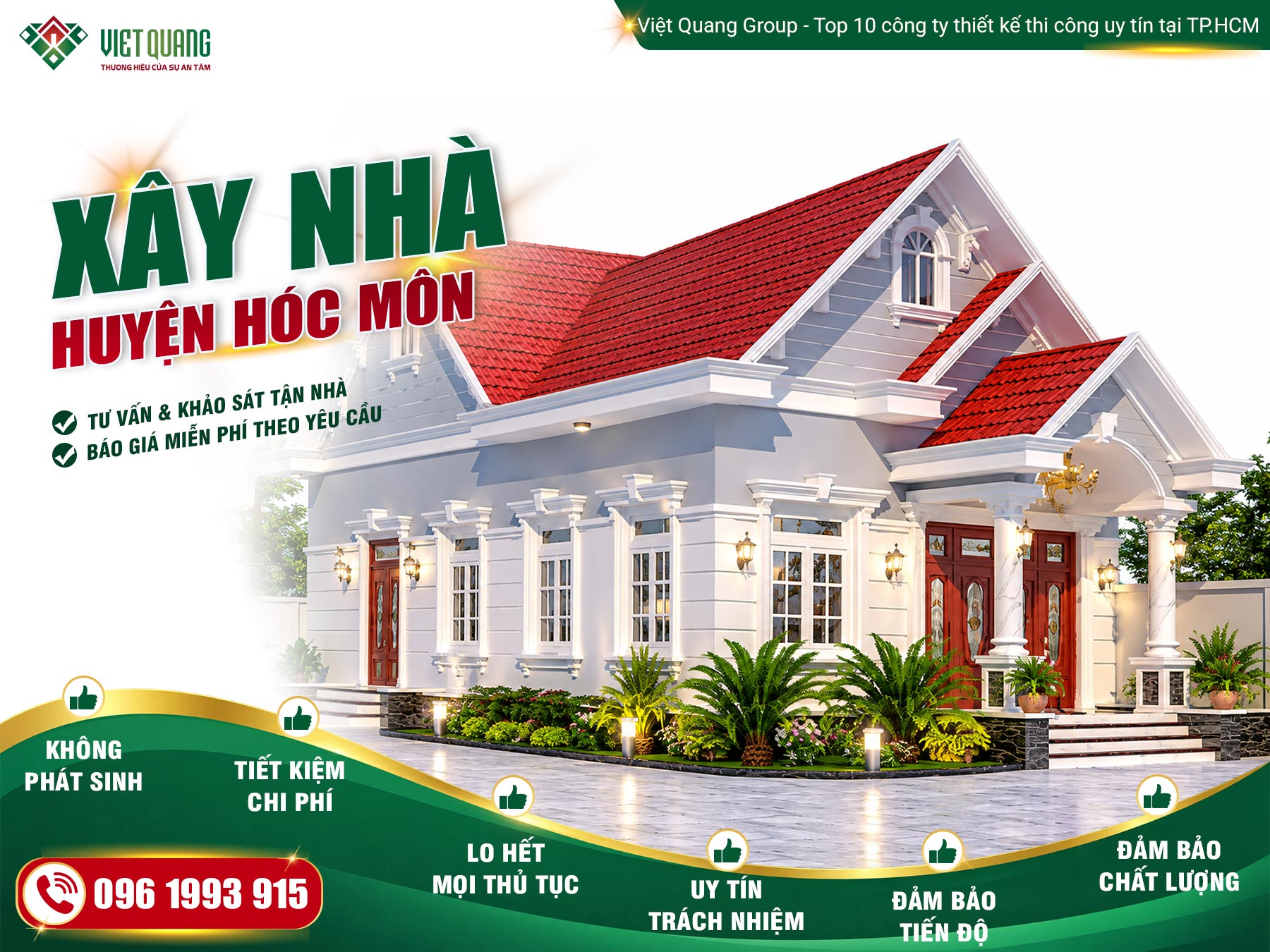 Đơn giá xây dựng nhà tại Huyện Hóc Môn – TOP 10 công ty xây nhà uy tín