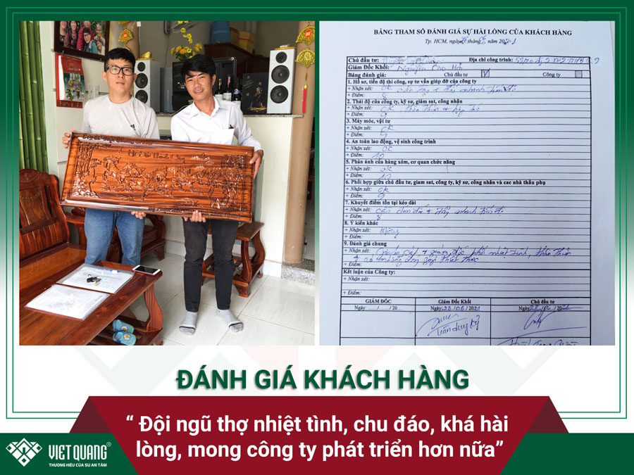 Đánh giá của anh Quân về quá trình sửa chữa cải tạo nhà của Việt Quang Group cho gia đình anh ở Huyện Nhà Bè