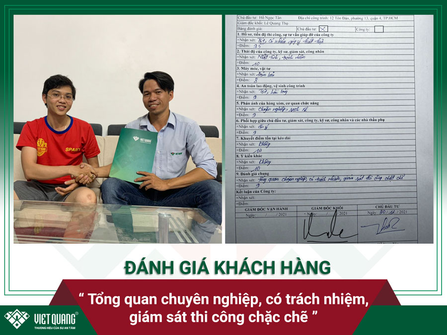 Đánh giá của anh Lâm về quá trình thi công sửa chữa nhà của Việt Quang Group cho gia đình anh ở Quận 12
