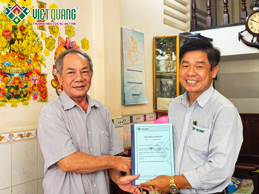 Việt Quang Group ký hợp đồng xây dựng nhà phố 1 hầm 3 lầu nhà chú Thuỷ ở Quận Bình Tân