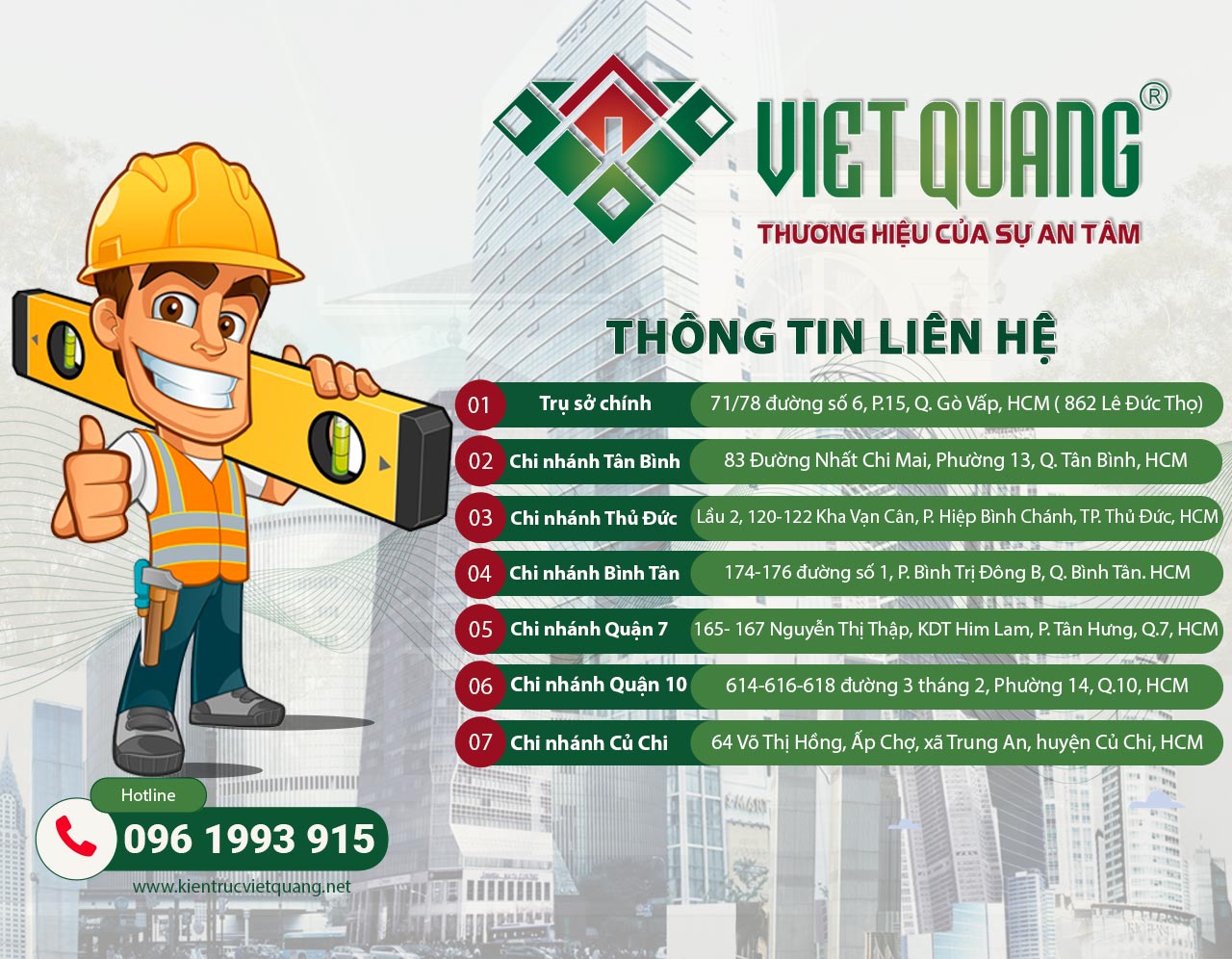 Thông tin liên hệ công ty xây dựng Việt Quang Group