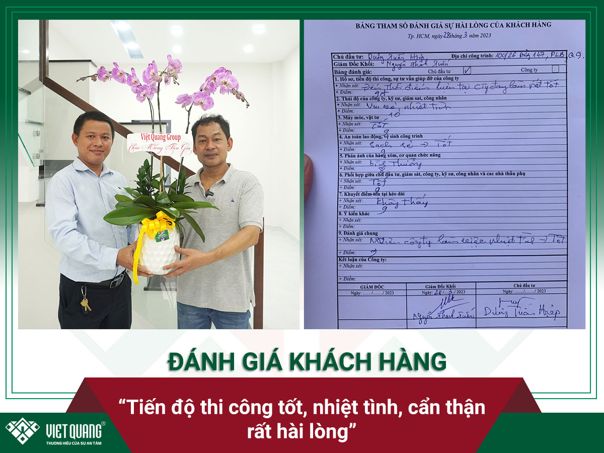 Đánh giá của anh Hiệp Thủ Đức về quá trình thi công xây dựng nhà mới của Việt Quang