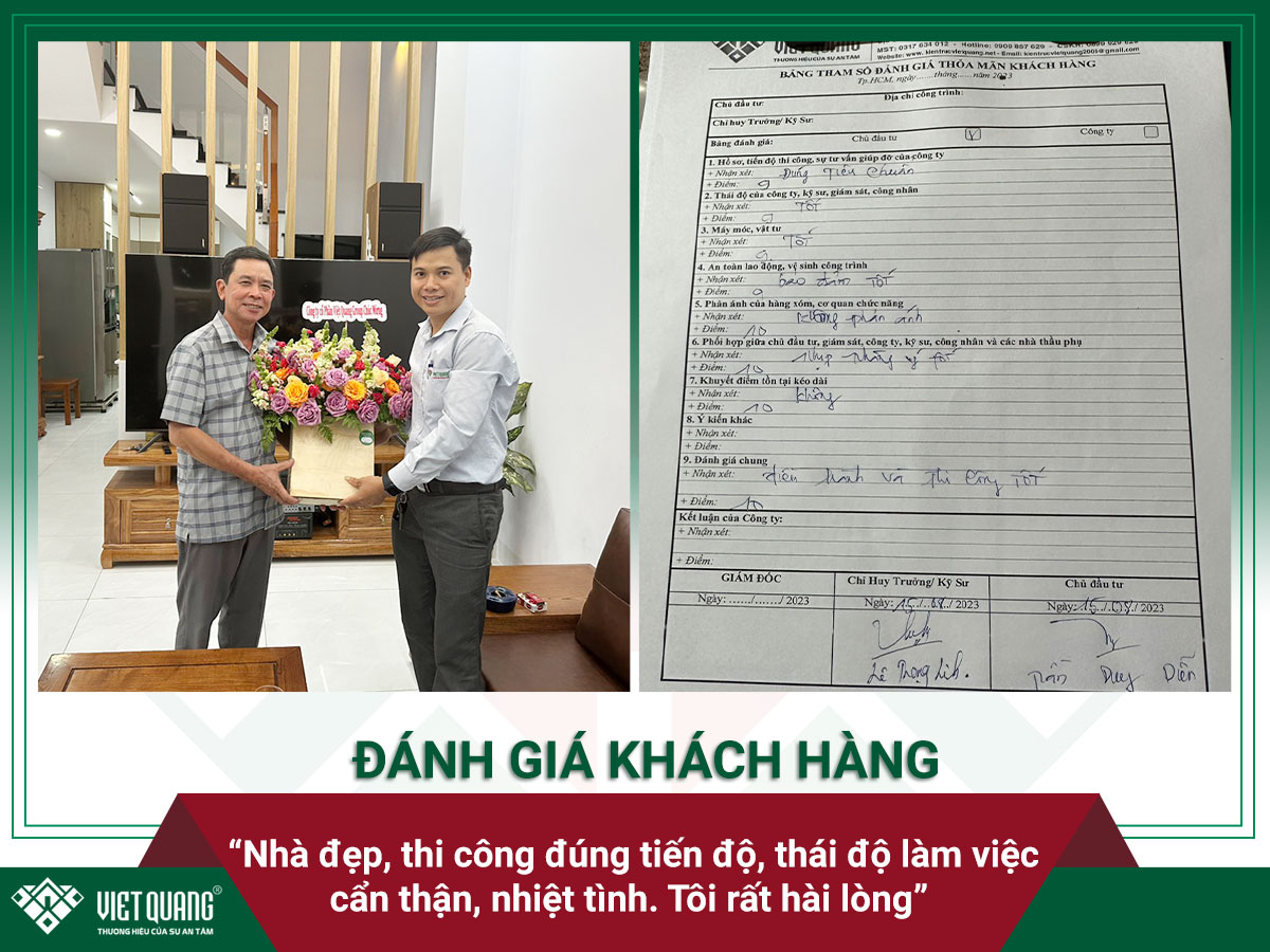 Đánh giá về chất lượng thi công sửa chữa nhà của gia đình Anh Điền Quận 12