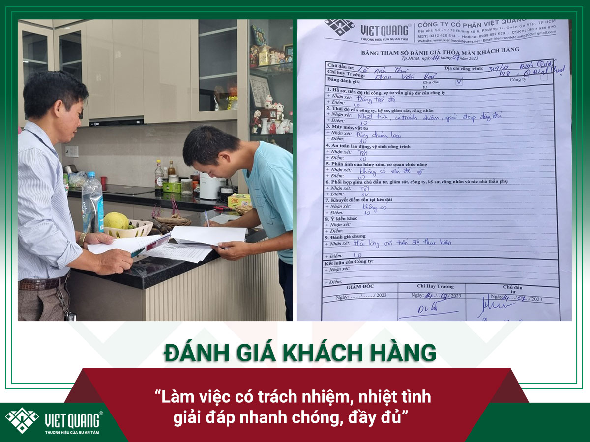 Gia đình chị Thư nhận xét về chất lượng thi công của Việt Quang Group