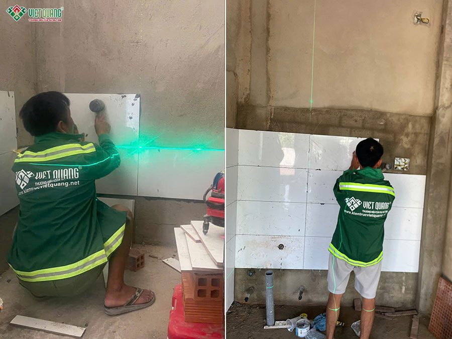 Thi công ốp gạch tường