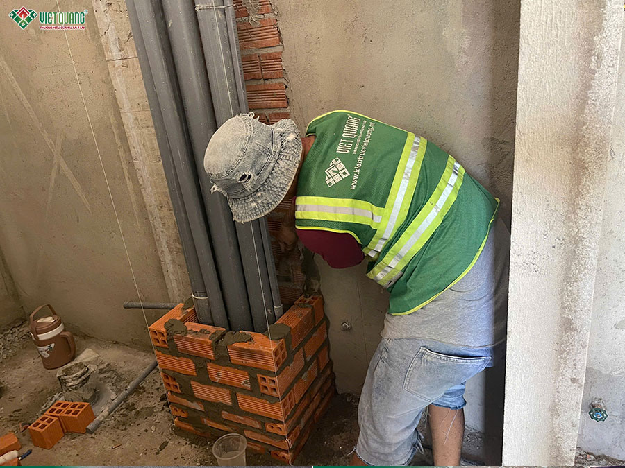 Hình ảnh thi công xây tường bao hộp gen