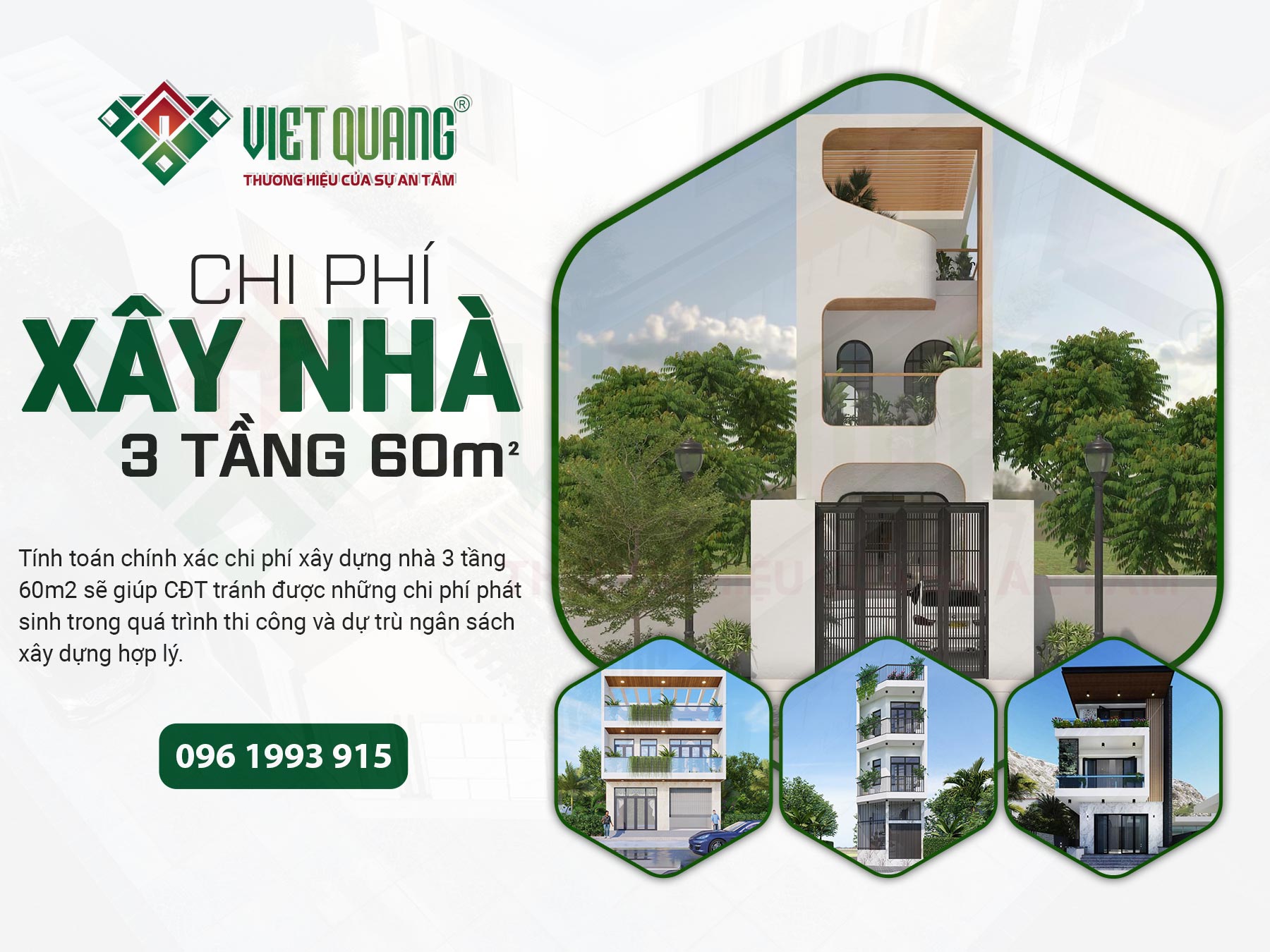 Đơn giá thiết kế xây dựng nhà 3 tầng 60m2