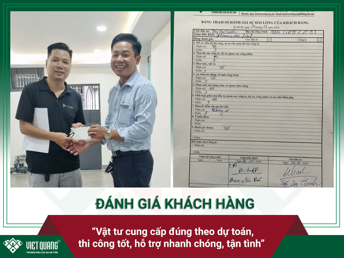 Đánh giá của anh Thanh về quá trình thi công sửa chữa nhà phố