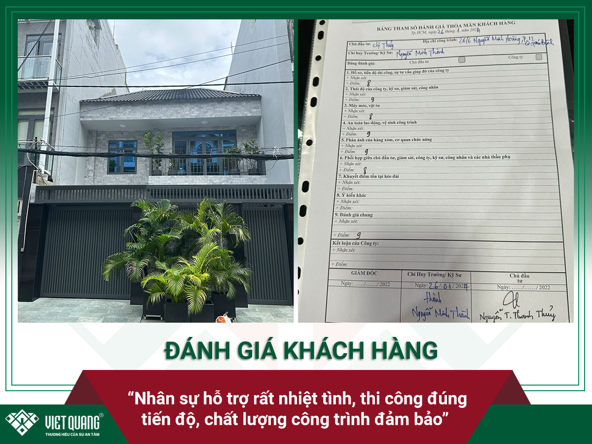 Chị Thủy Tân Bình đánh giá chất lượng trình và Việt Quang Group