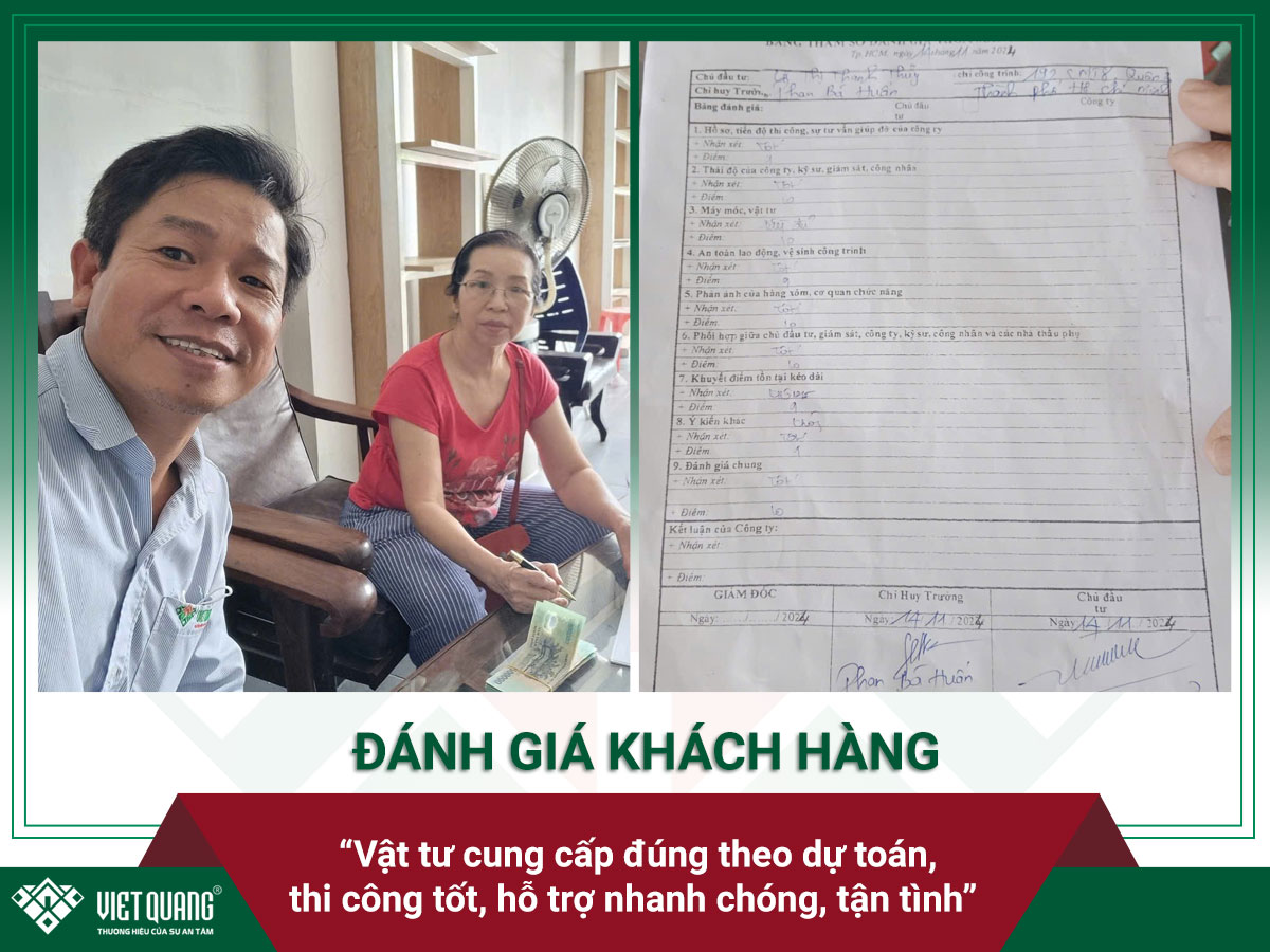 Cô Thủy quận 3 đánh giá chất lượng thi công sửa chữa nhà của Việt Quang Group