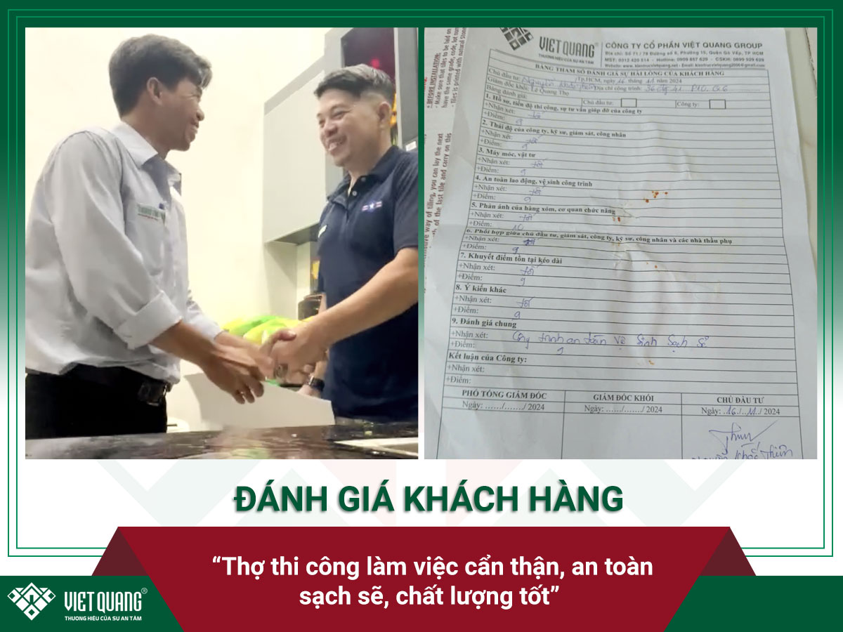 Gia đình chị Thu đánh giá nhận xét chất lượng thi công của Việt Quang Group