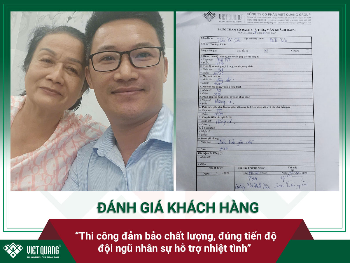 Gia đình anh Sơn Bình Tân đánh giá chất lượng thi công