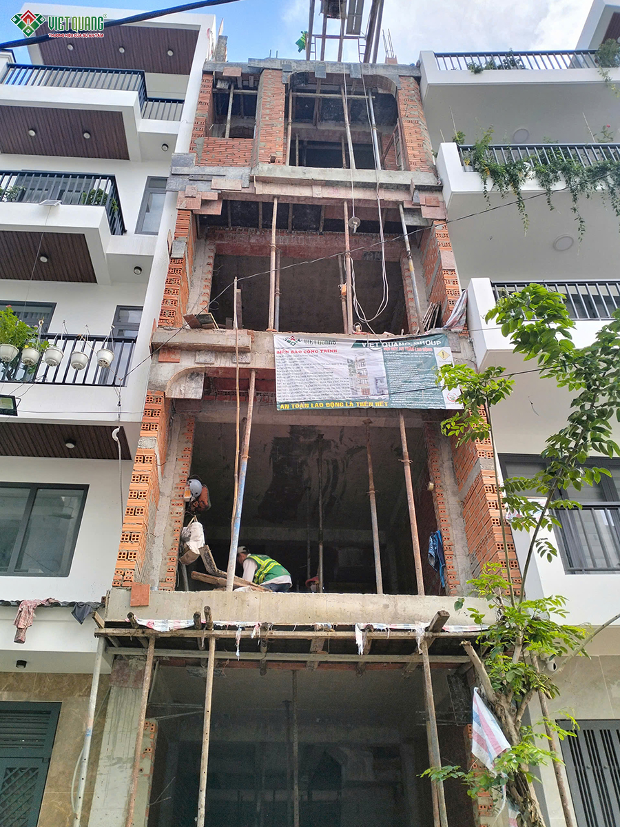 Thi công xây móng nhà 5 tầng 4x16m