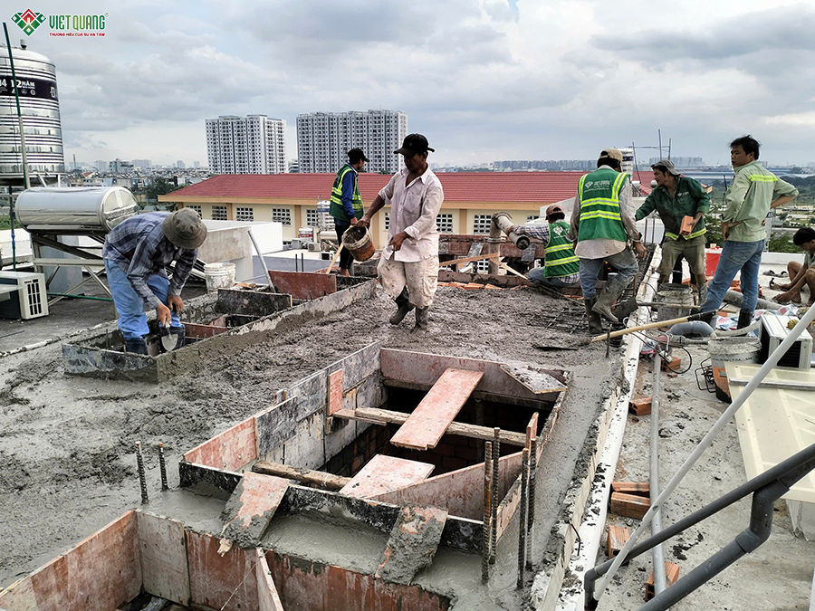 Thi công xây móng nhà 5 tầng 4x16m