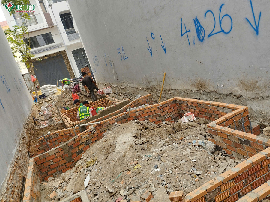 Thi công xây móng nhà 5 tầng 4x16m