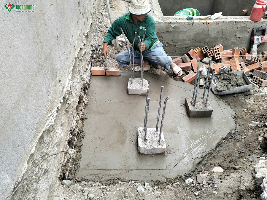 Thi công xây móng nhà 5 tầng 4x16m
