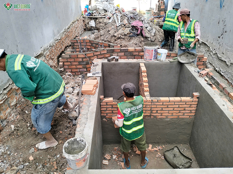 Thi công xây móng nhà 5 tầng 4x16m