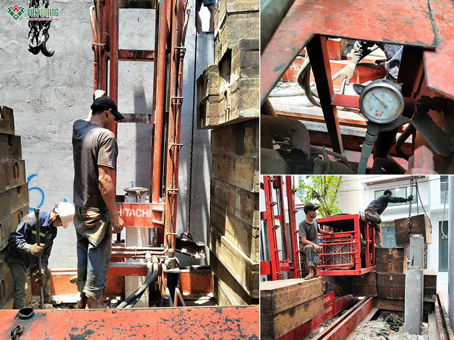 Thi công xây móng nhà 5 tầng 4x16m