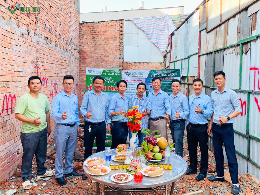 Khởi công xây nhà 4 tầng Chị Triết ở Quận 12
