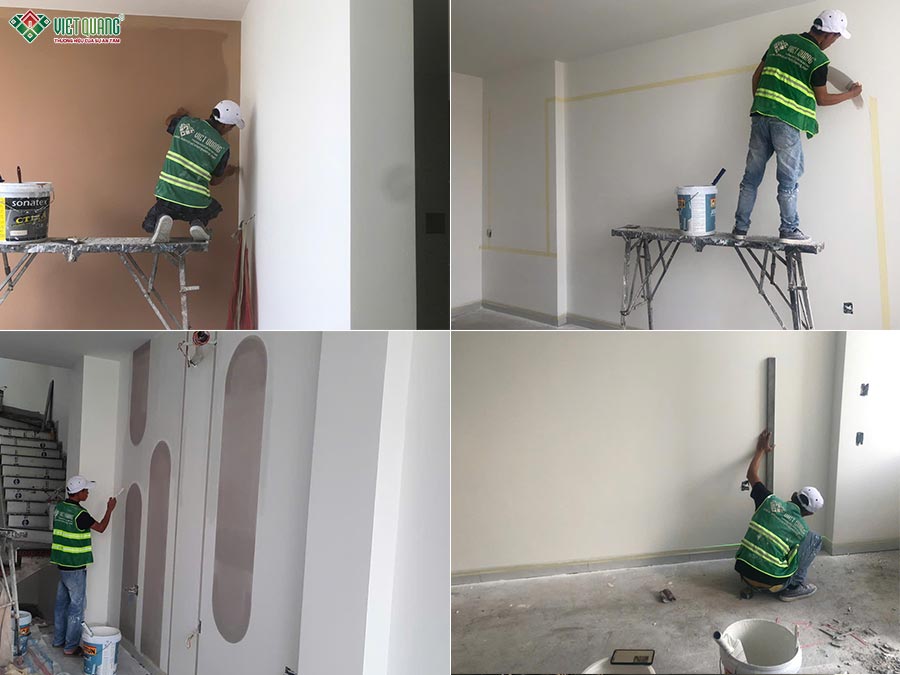 Hình ảnh thi công lăn sơn nội thất