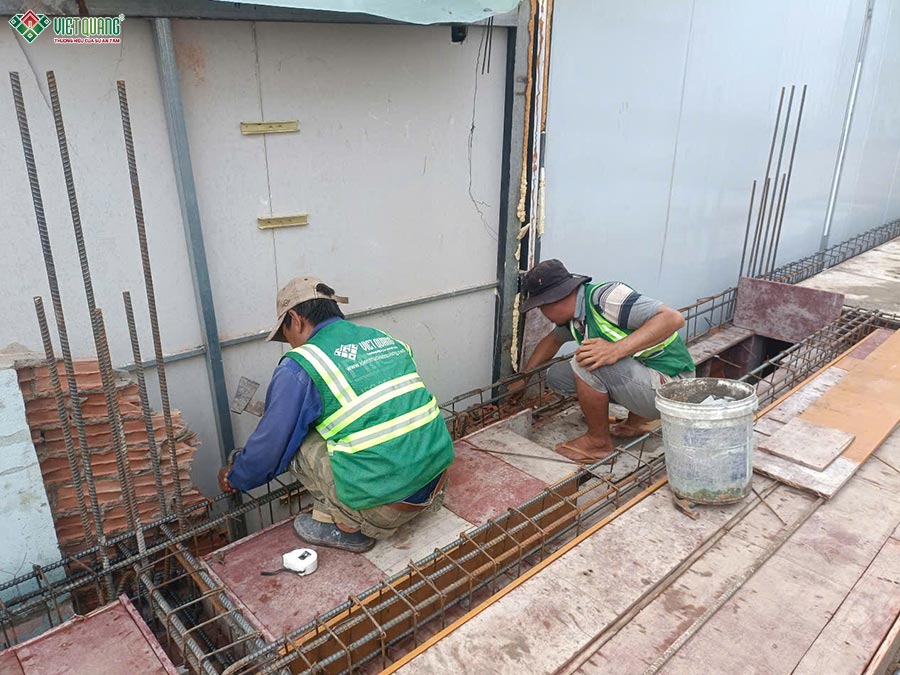 Hình ảnh gia công cốt thép sàn lầu 1