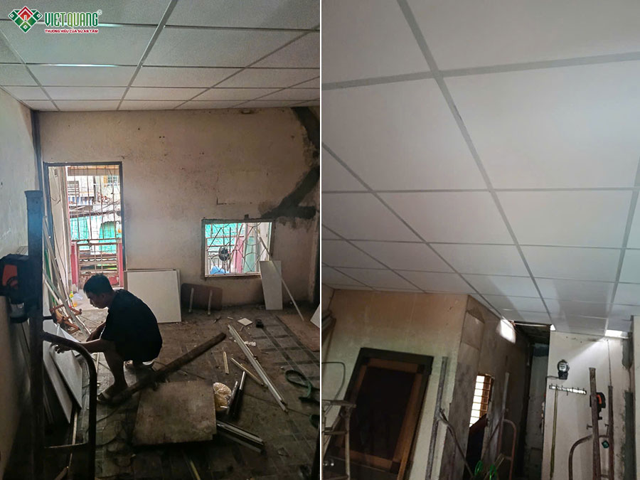 Thợ thi công đóng trần thạch cao