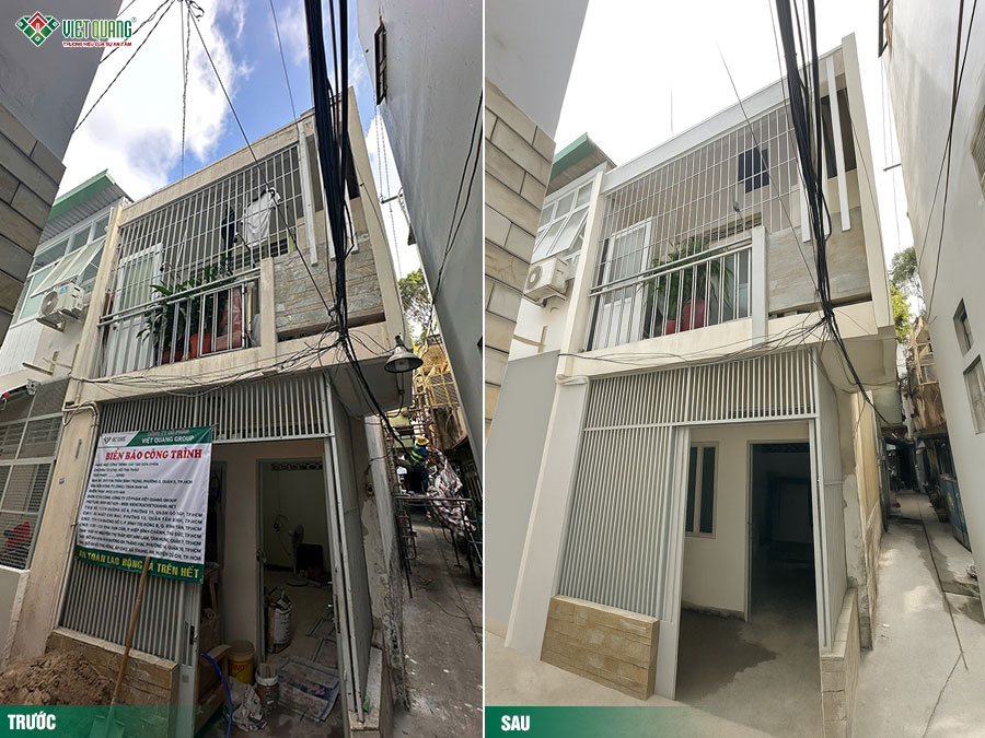 Sửa chữa nhà phố 2 tầng sân thượng cho gia đình chị Thảo tại Phường Chợ Quán TpHCM