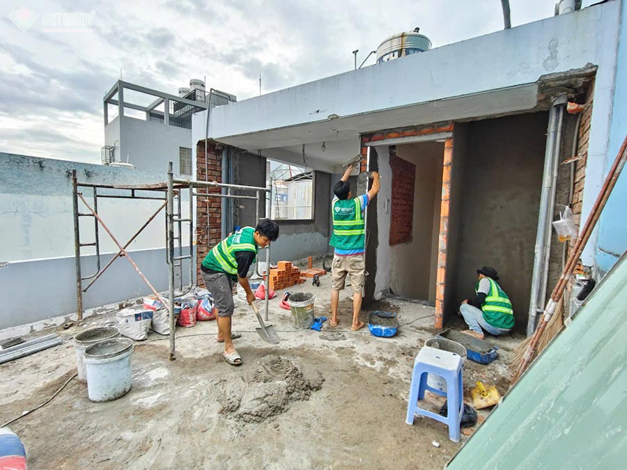 Thi công sửa nhà 1 trệt 12 lầu sân thượng