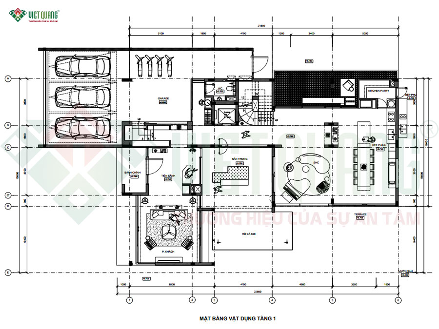 Bố trí công năng mặt bằng tầng 1