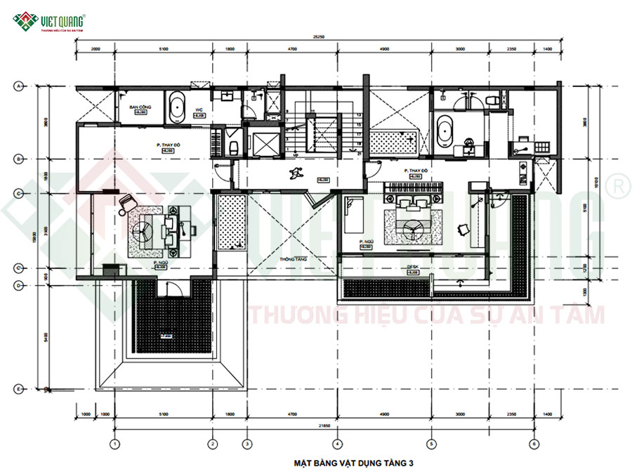Bố trí công năng mặt bằng tầng 3